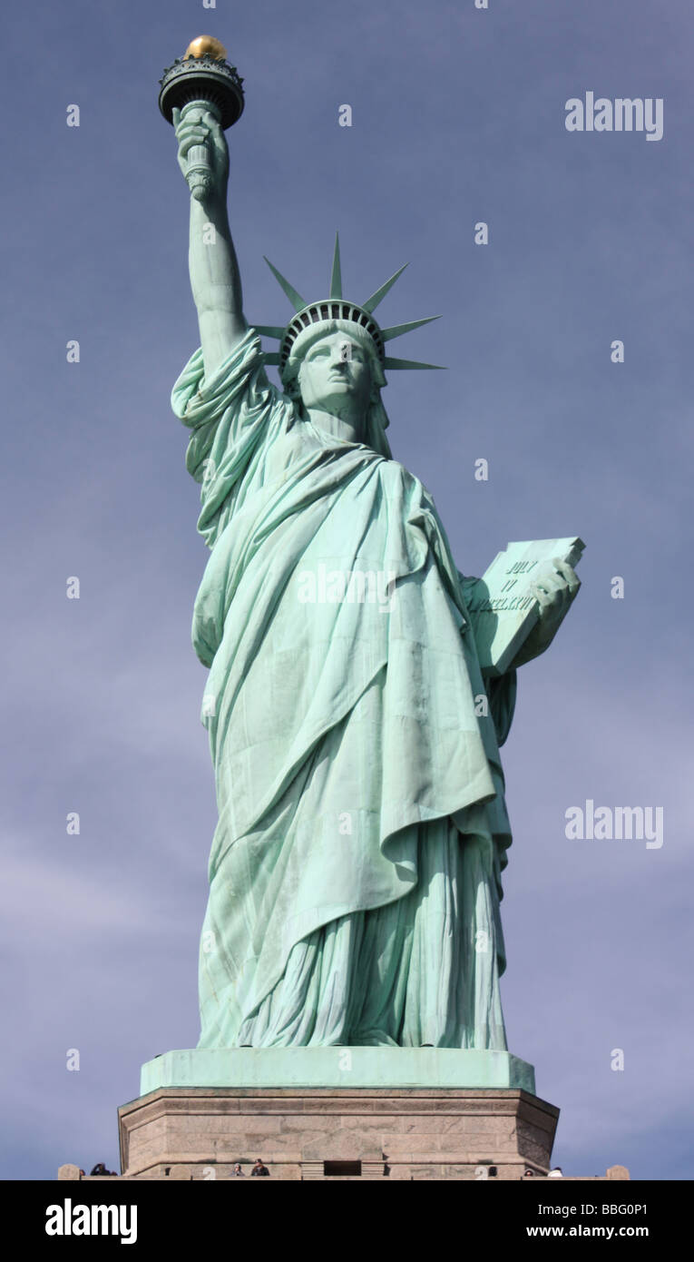 The statue of Liberty situated on Liberty island New York City Stock