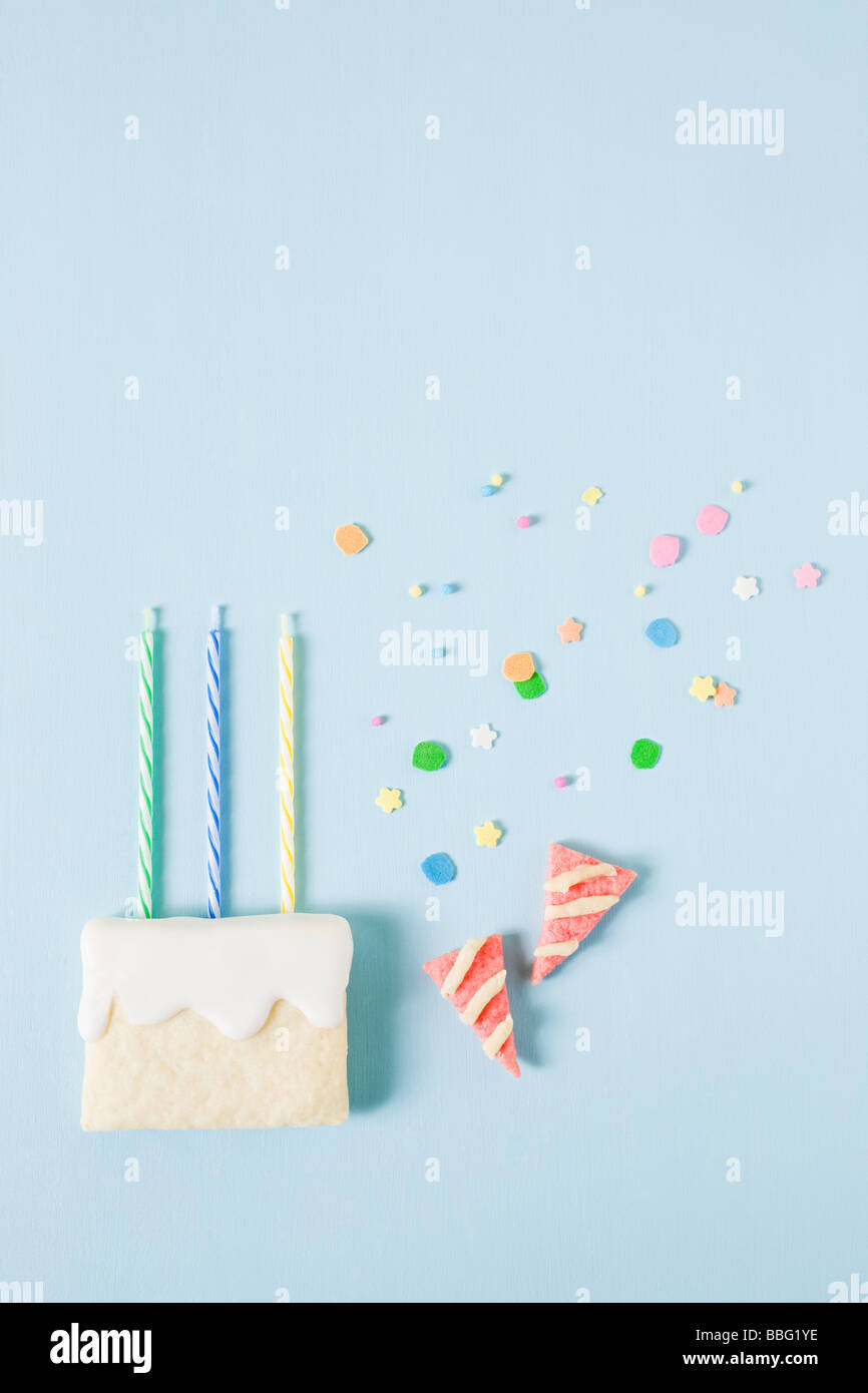 Biscuit birthday cake Stock Photo