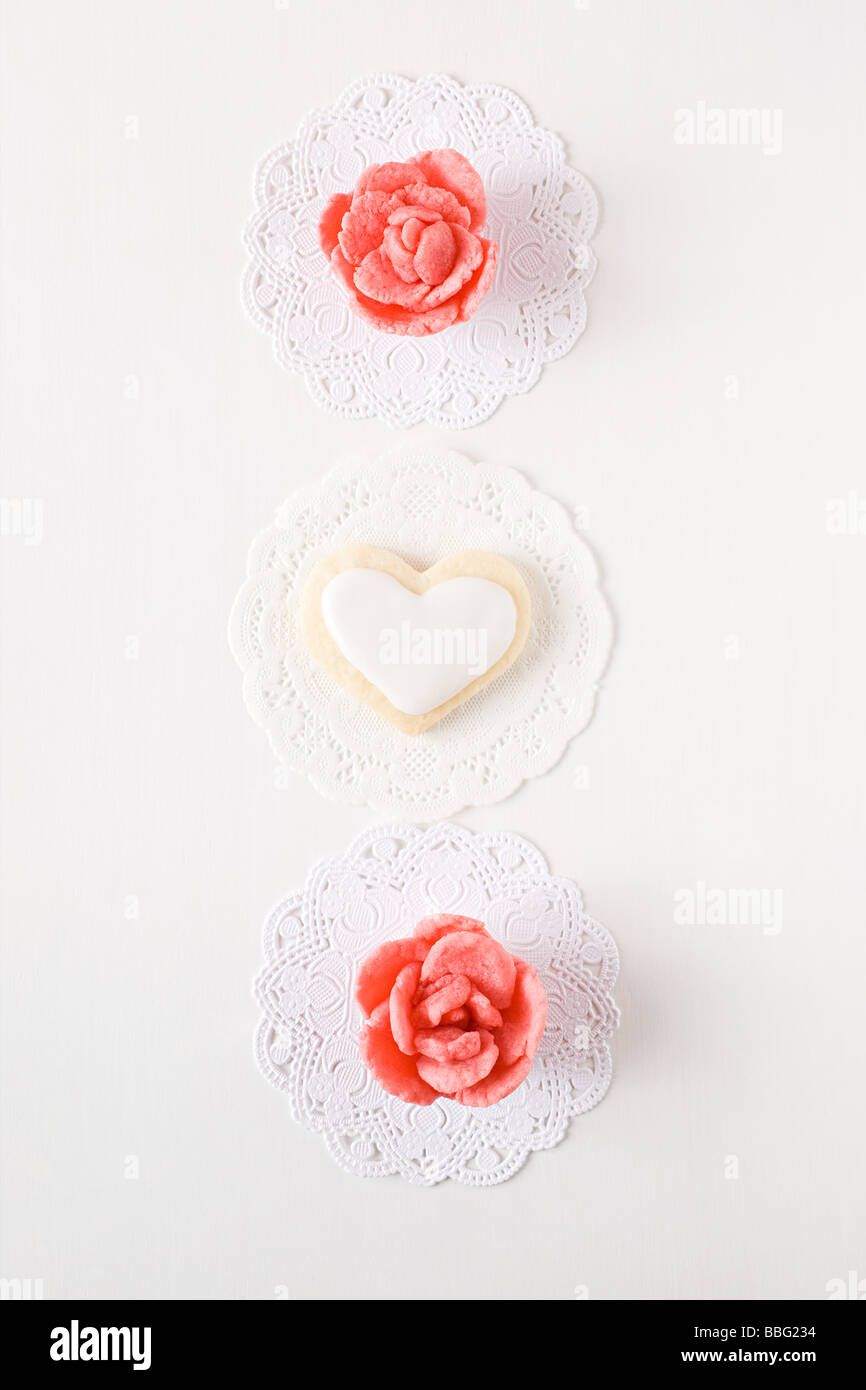 Heart shaped biscuit and sweets Stock Photo