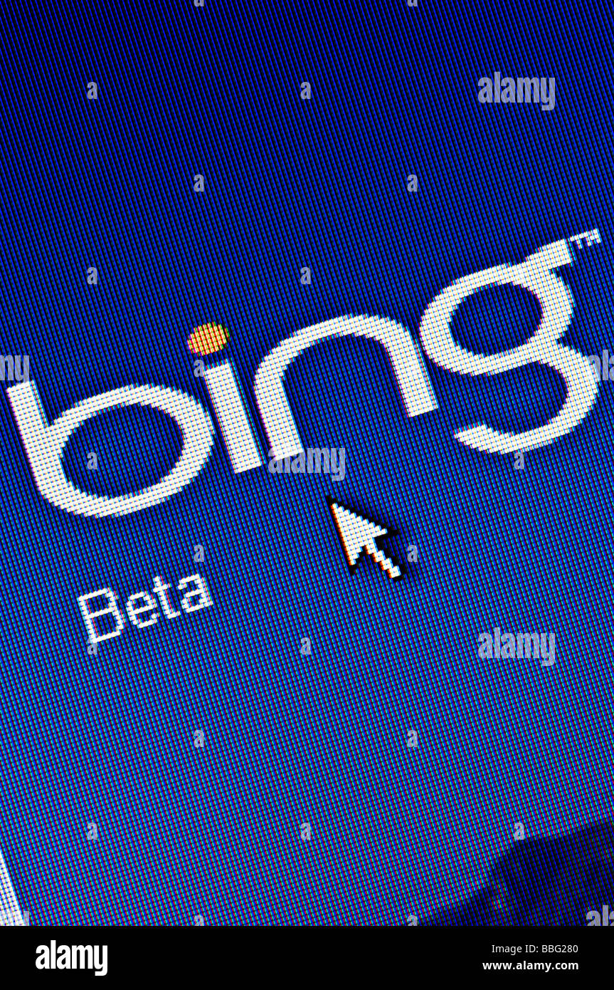 Macro screenshot of Bing website – the new internet search engine launched by Microsoft in June 2009 (Editorial use only). Stock Photo