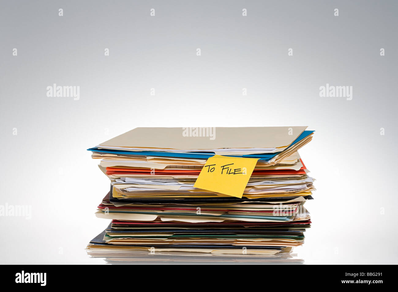Adhesive note on files Stock Photo