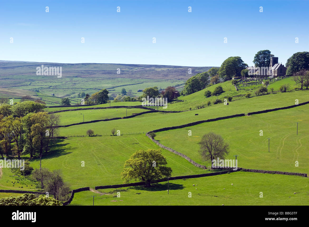View across Nidderdale valley in the Yorkshire Dales England Stock Photo