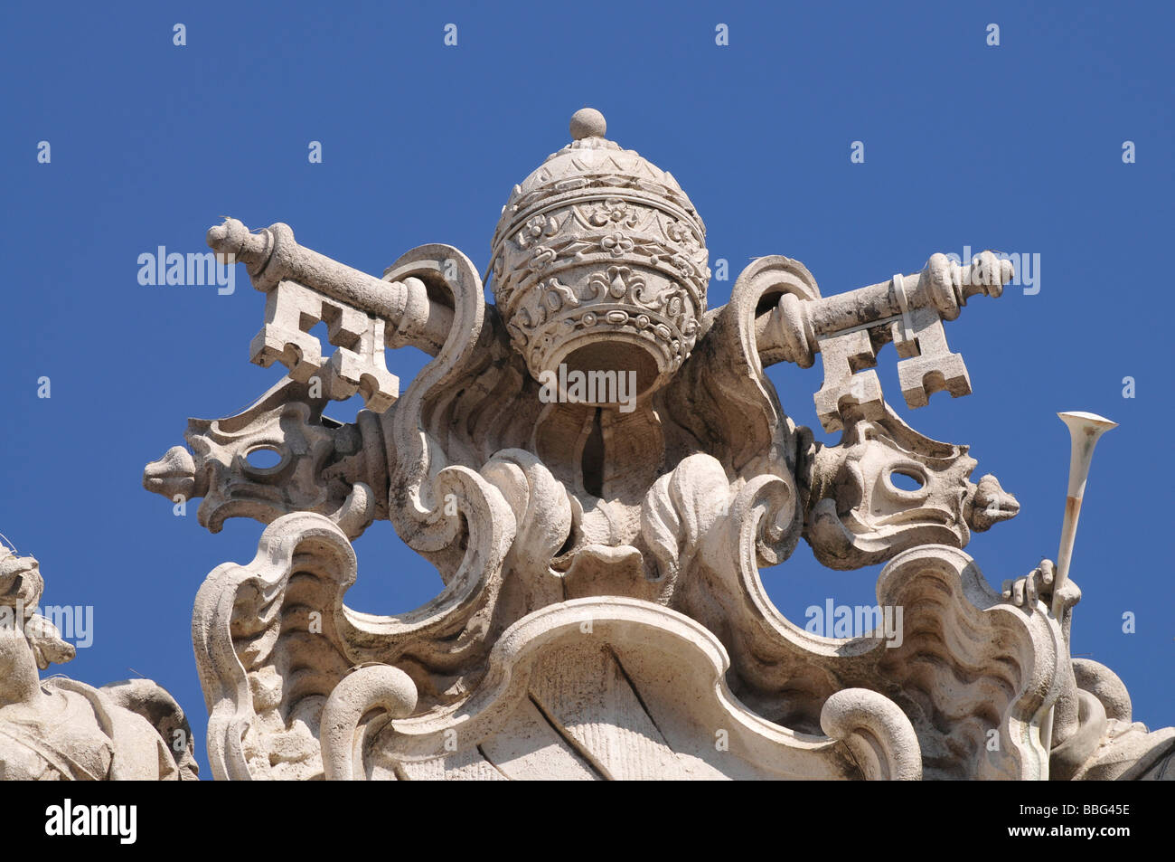 Crown with keys, detail of the Fontana di Trevi, Trevi Fountain, historic city centre, Rome, Italy, Europe Stock Photo