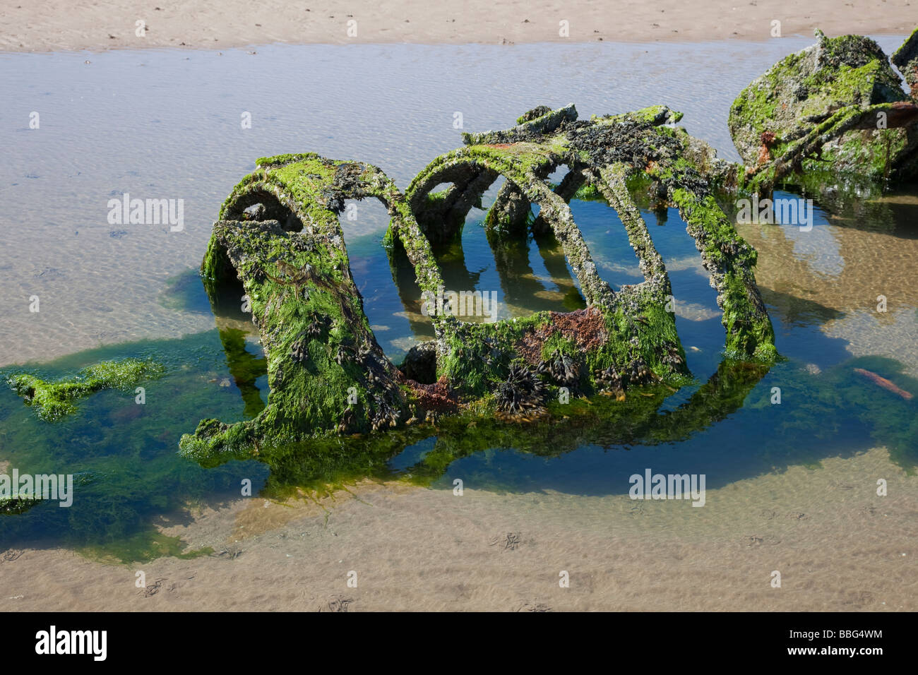 XT Craft midget submarine at Aberlady Bay (northern most Stock Photo