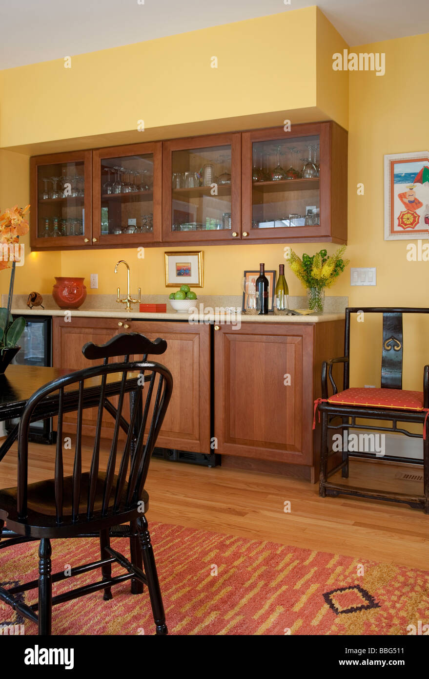 Residential Interior, Wet Bar/Dining Room Stock Photo Alamy