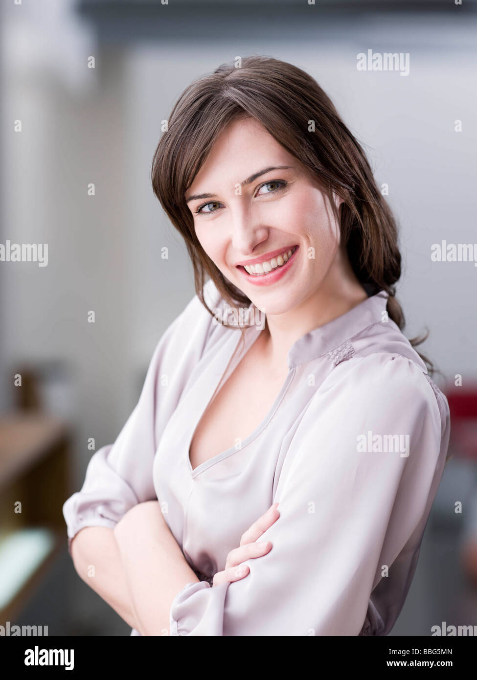 Woman smiling at viewer Stock Photo