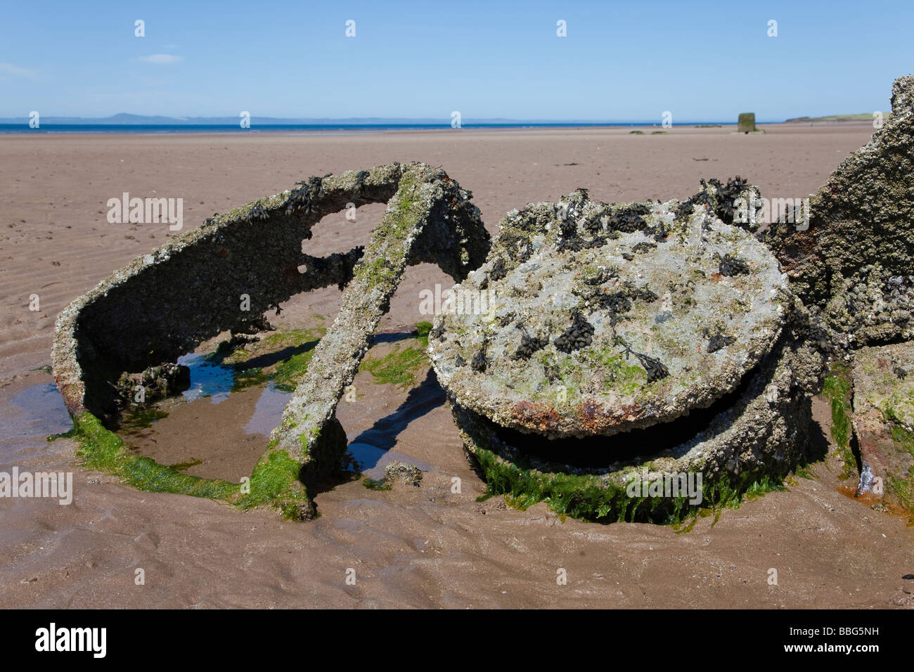 XT Craft midget submarine at Aberlady Bay (southern most Stock Photo