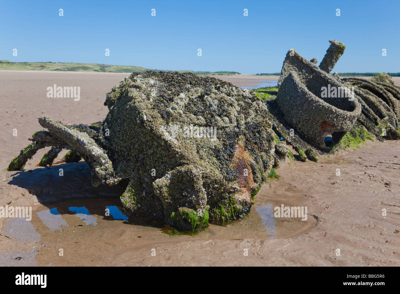 XT Craft midget submarine at Aberlady Bay (southern most Stock Photo