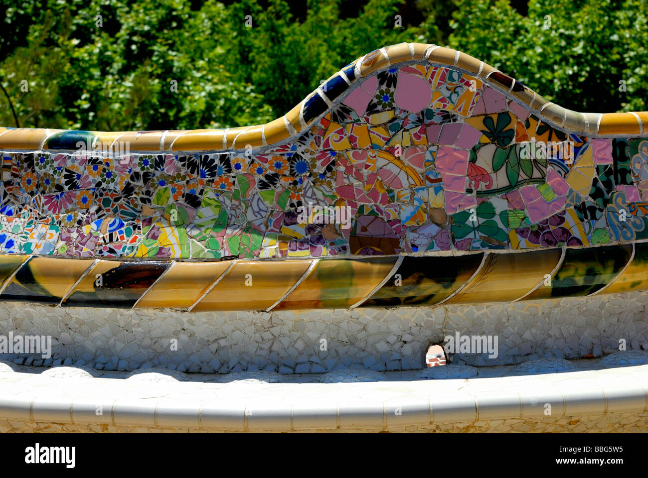 Tiled Bench By Gaudi Park Guell Barcelona Stock Photo 24327441