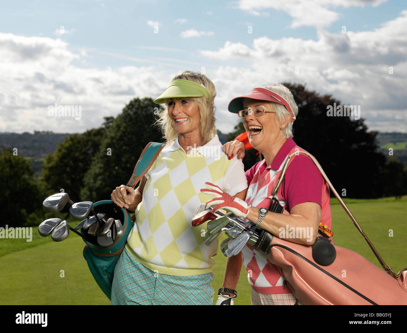 Mature ladies playing golf Stock Photo Alamy