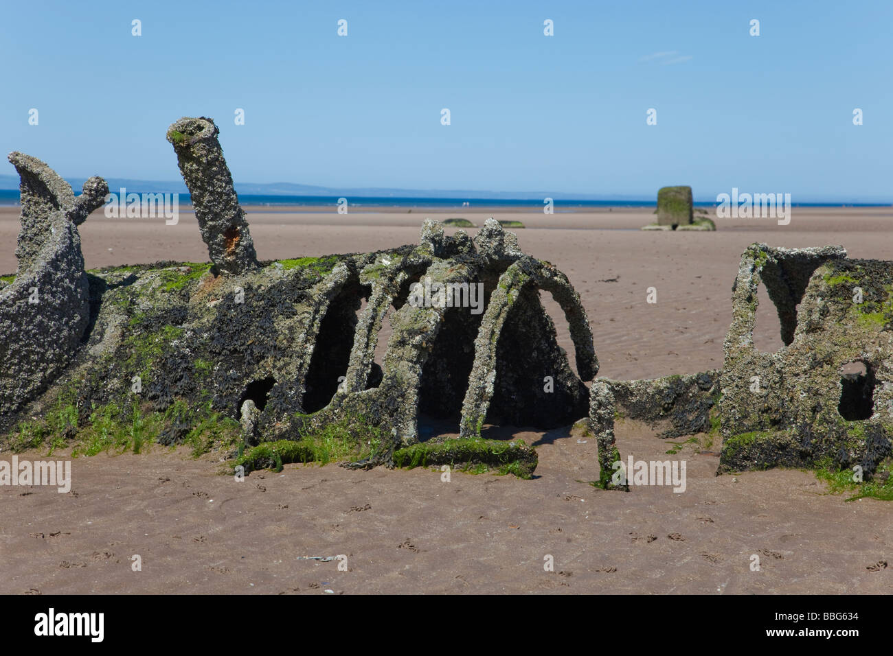 XT Craft midget submarine at Aberlady Bay (southern most Stock Photo