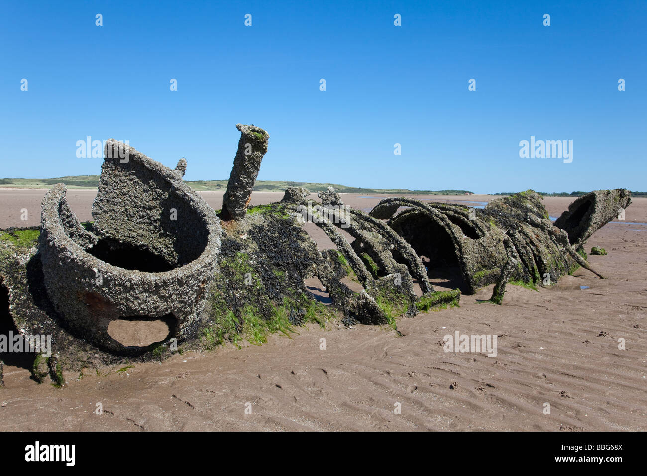 XT Craft midget submarine at Aberlady Bay (southern most Stock Photo