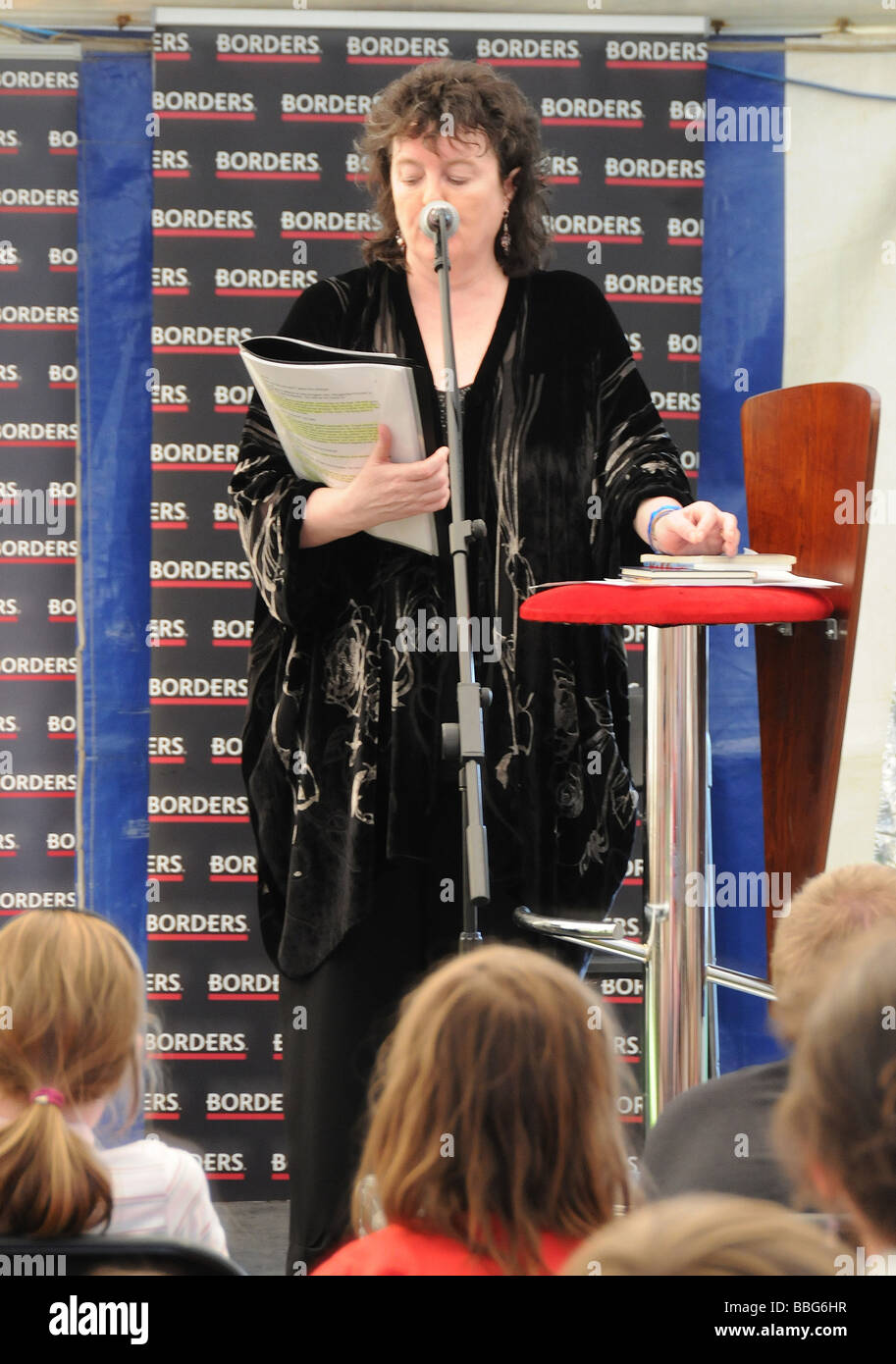 Carol Ann Duffy performing at a children's literature festival in Cheltenham UK Stock Photo