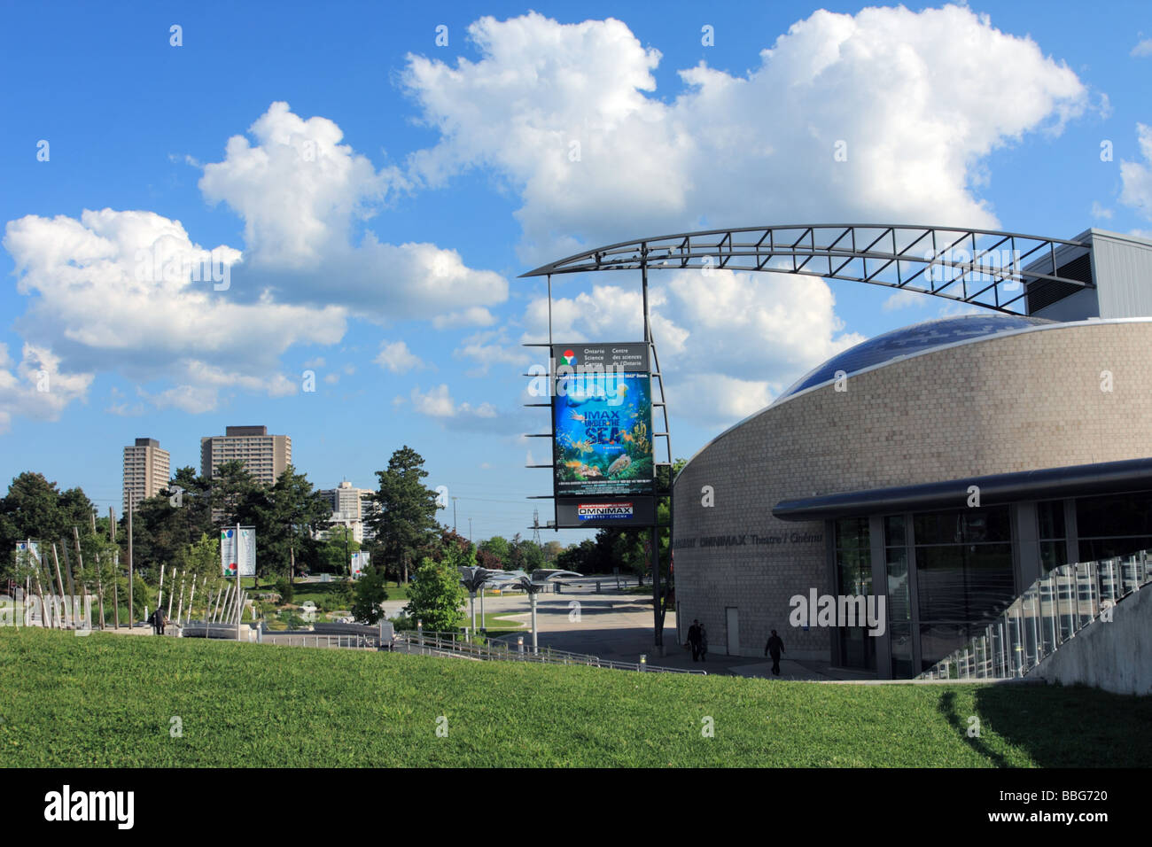 Ontario Science Centre with the water musical organs on the left side in Toronto Canada Stock Photo