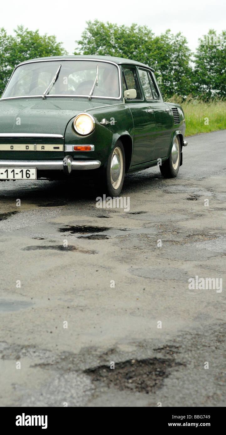 Skoda 1000 MB Vintage car on rural road Stock Photo