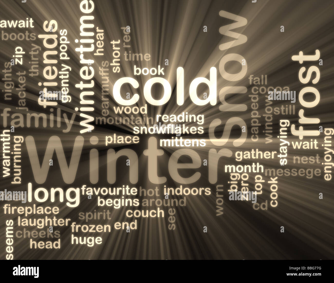Word cloud concept illustration of winter season glowing neon light ...