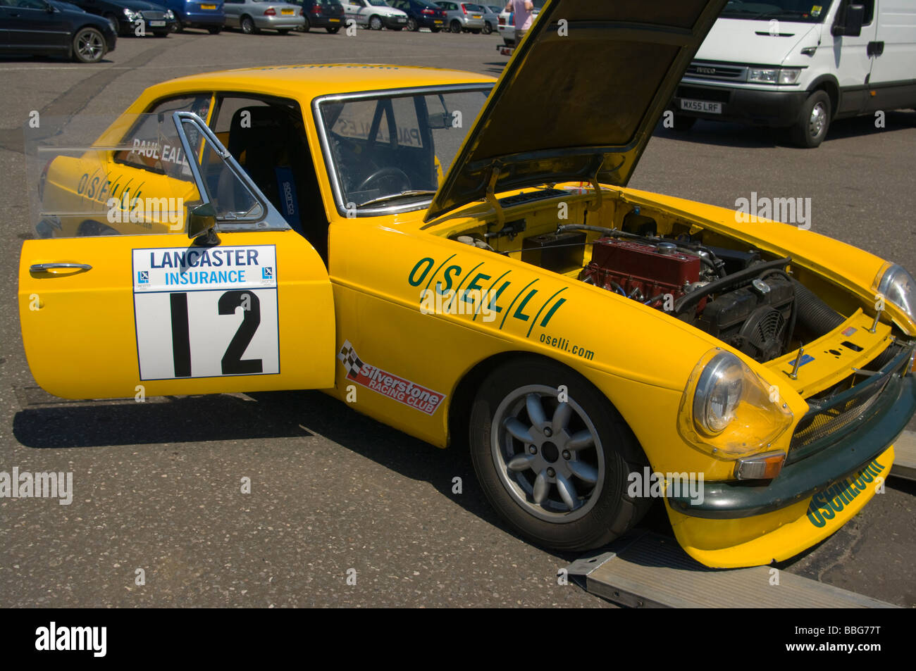 A Yellow MG B GT Stock Photo