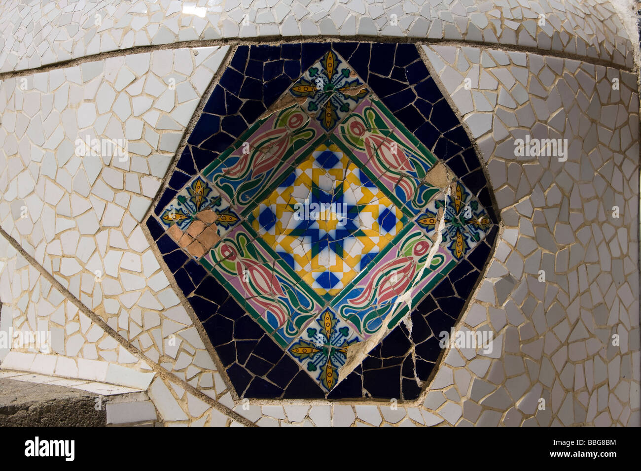 view on mosaic wall from ceramic broken tile Stock Photo - Alamy