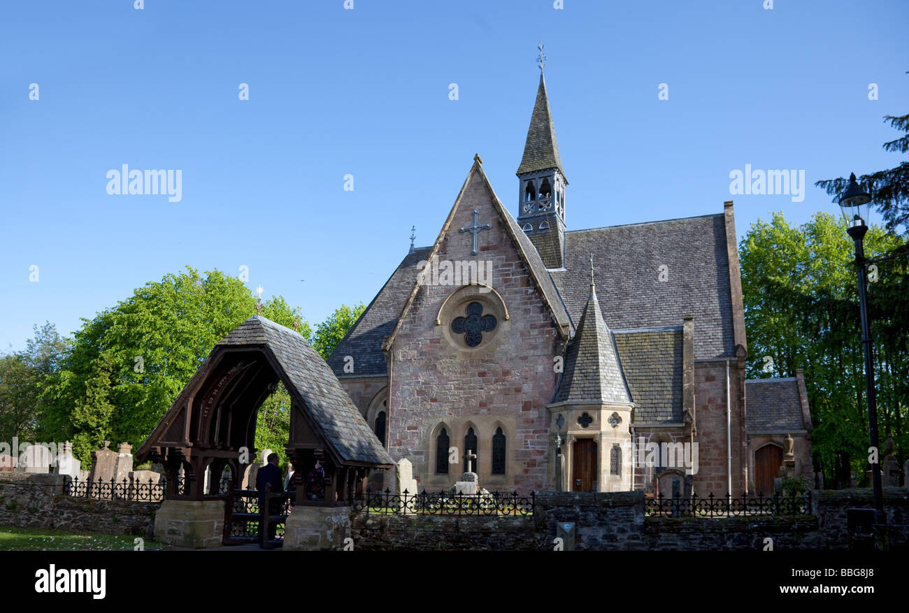 Luss Church (1875), a popular venue for weddings in the picturesque conservation village on the shore of Loch Lomond. Stock Photo
