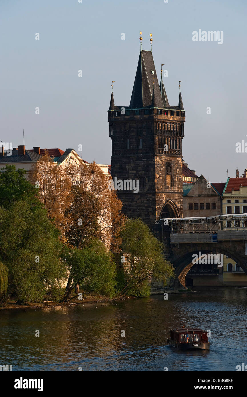 Old Town bridge tower with Charles bridge, Prague, Czech Republic, Europe Stock Photo