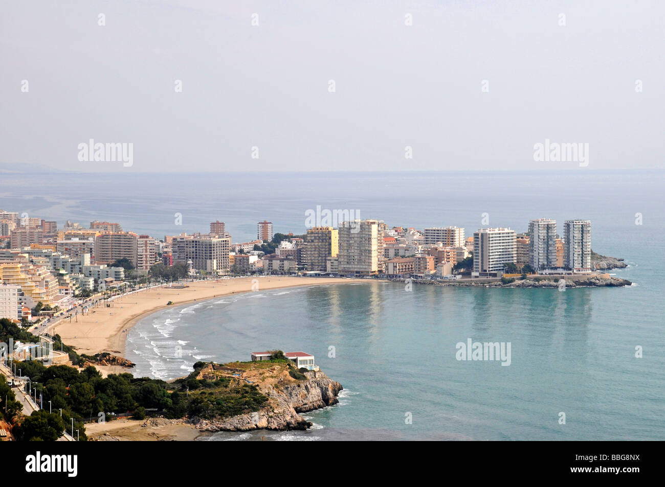 City view, Playa de la Concha beach, skyscrapers, Oropesa del Mar, Benicasim, Castellon, Valencia, Spain, Europe Stock Photo