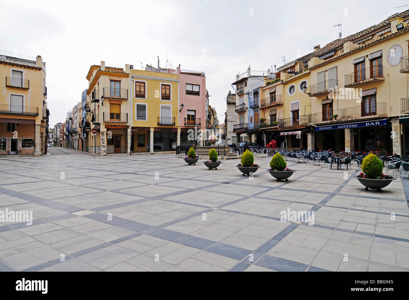 Plaza Mayor, main square, Sant Mateu, Sant Mateo, Castellon Stock Photo ...