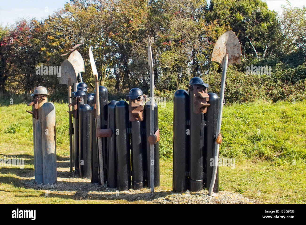 modern sculptures by David Kemp on the Centurion Way , a disused