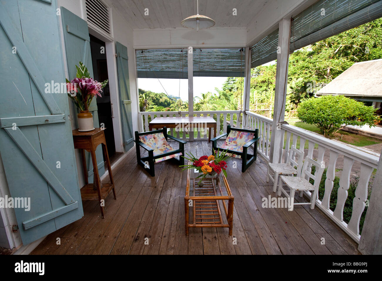 Old house of the owner of the Le Jardin Du Roi Spice Garden, Mahe Island, Seychelles, Indian Ocean, Africa Stock Photo