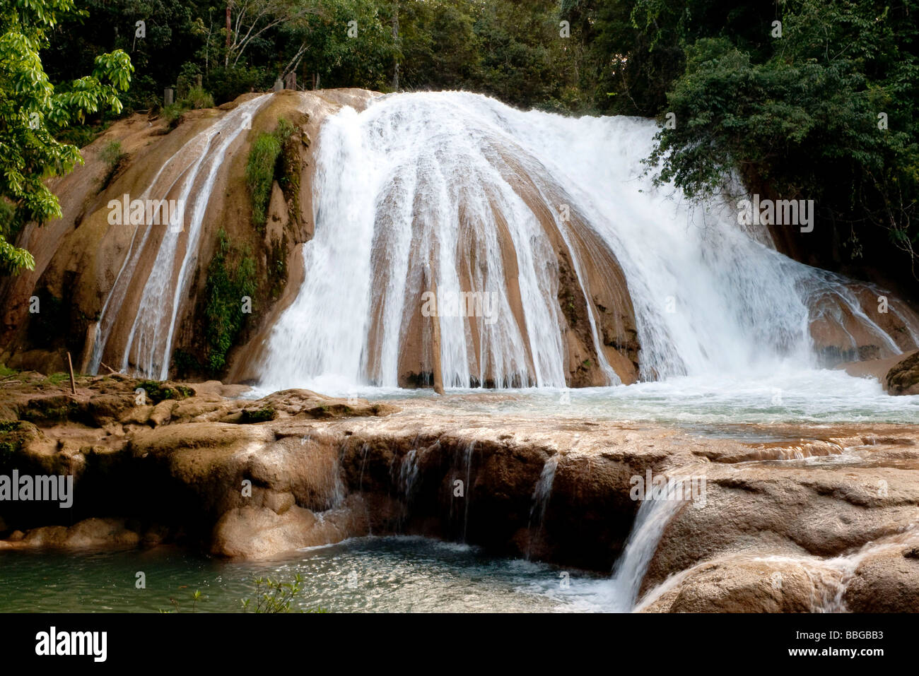 Waterfalls of Agua Azul in Palenque, Chiapas, Mexico, Central America Stock Photo