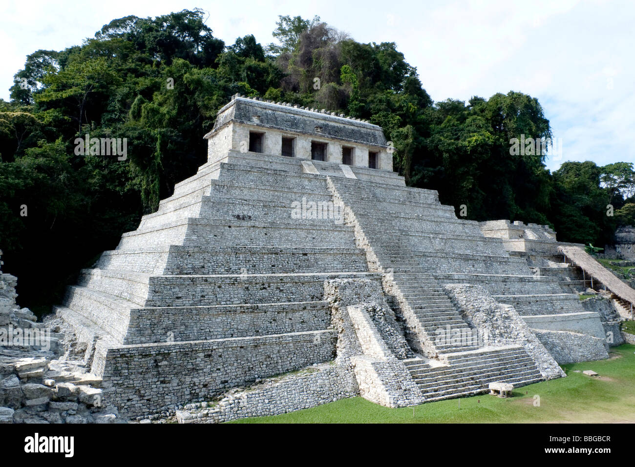 Temple of the Inscriptions, Mayan temple near Palenque, Chiapas, Mexico, Central America Stock Photo