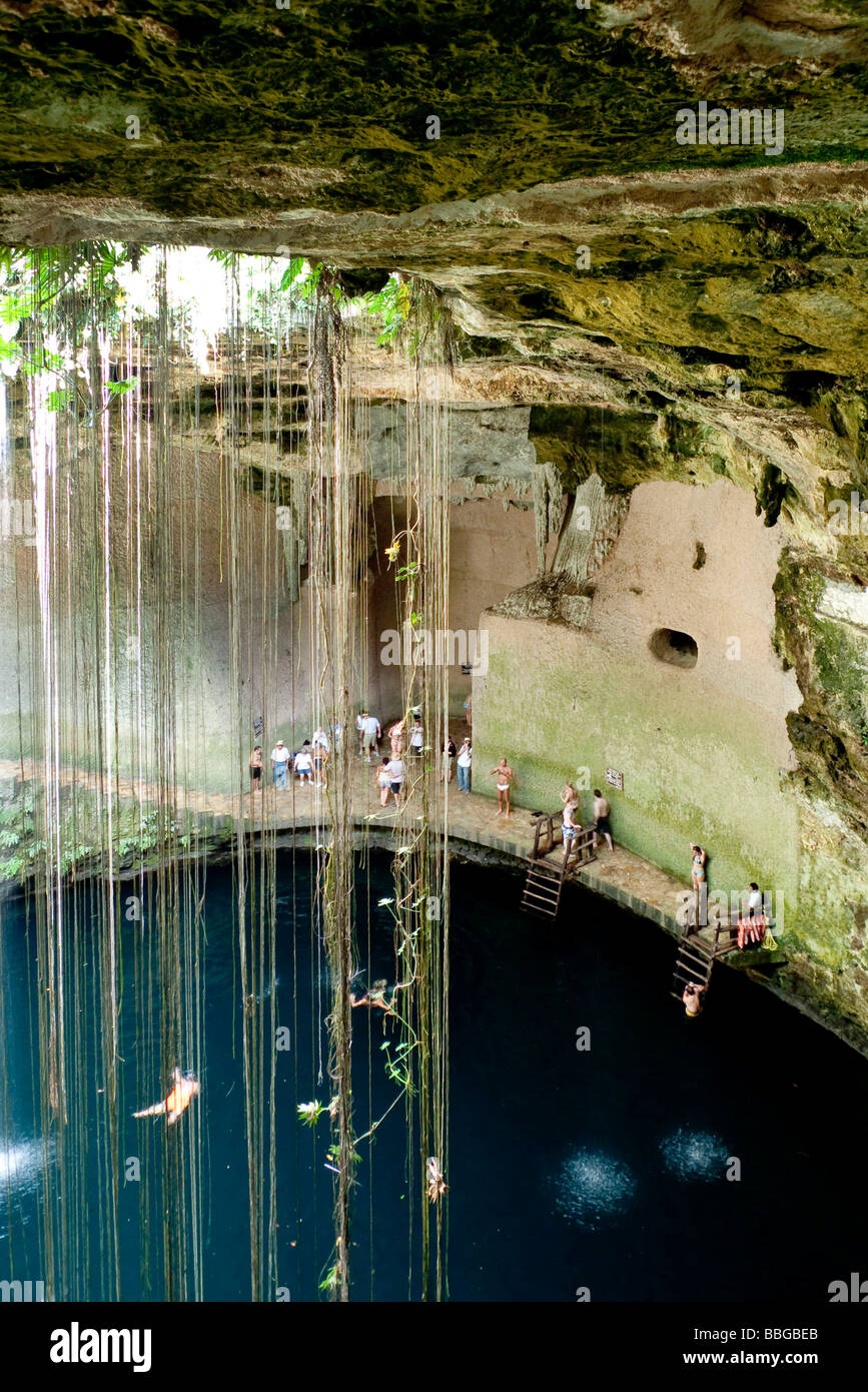 Cenote Sagrado Azul in the Ikkil park at Chichen Itza, Yucatan, Mexico, Central America Stock Photo