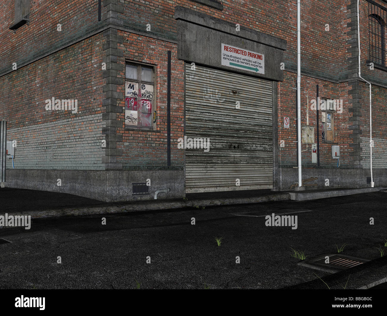 3D Illustration of an alley Stock Photo