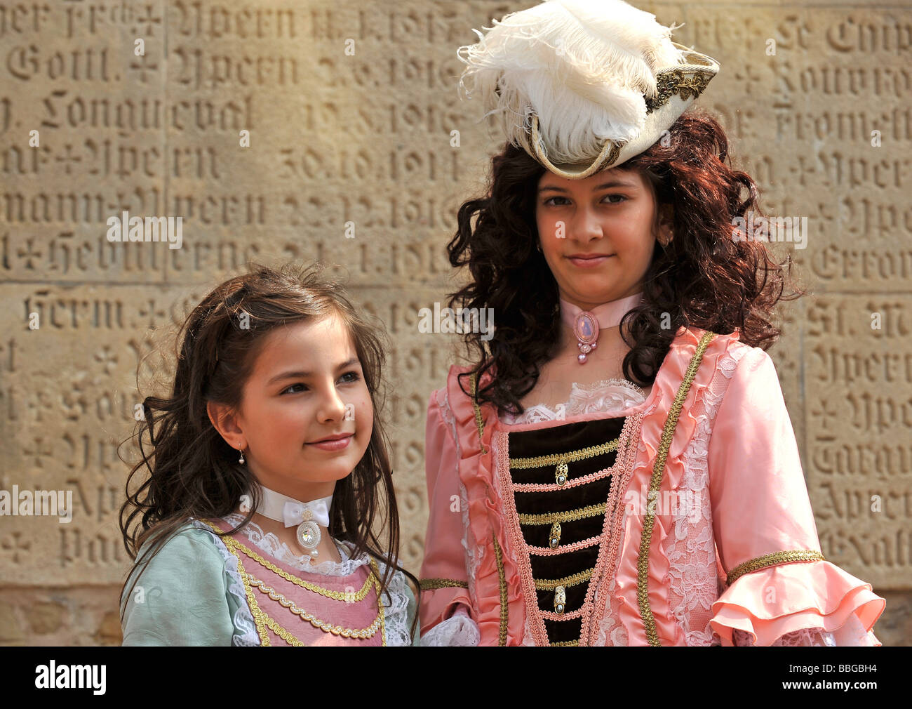 Life in the Baroque period of the 18th Century, girls in Venetian clothes,  Schiller Jahrhundertfest century festival, Marbach a Stock Photo - Alamy