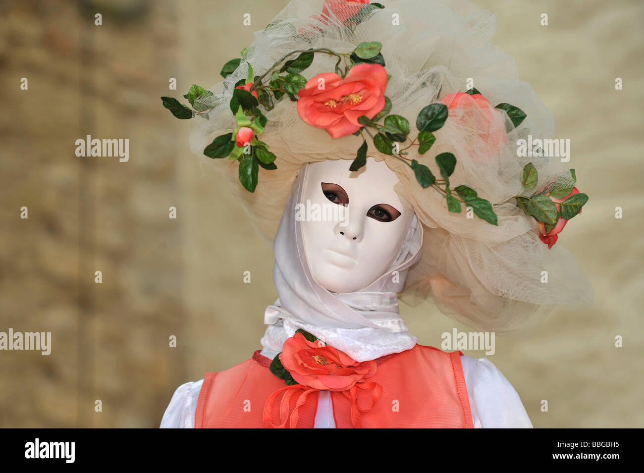 Life in the Baroque period of the 18th Century, Venetian mask 'Rose', Schiller Jahrhundertfest century festival Stock Photo