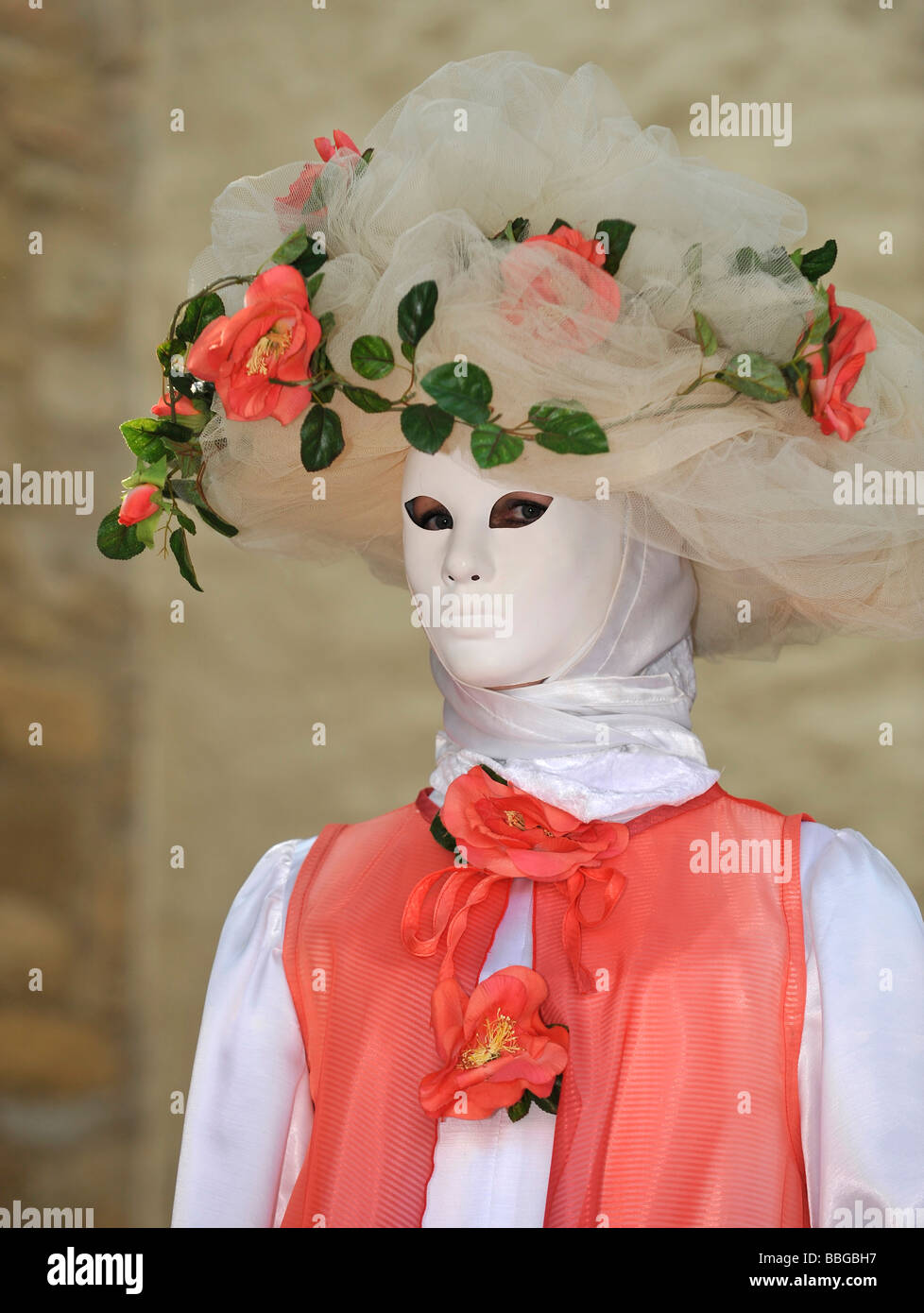 Life in the Baroque period of the 18th Century, Venetian mask "Rose", Schiller Jahrhundertfest century festival Stock Photo