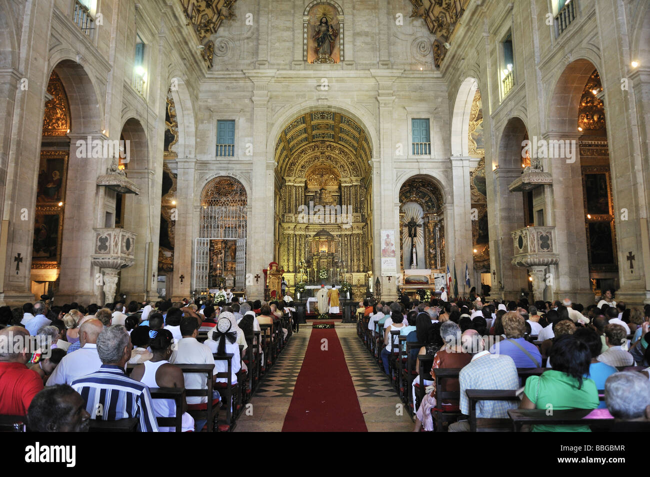 Easter Mass at the Catedral Basilica cathedral, Salvador, Bahia, UNESCO World Heritage Site, Brazil, South America Stock Photo