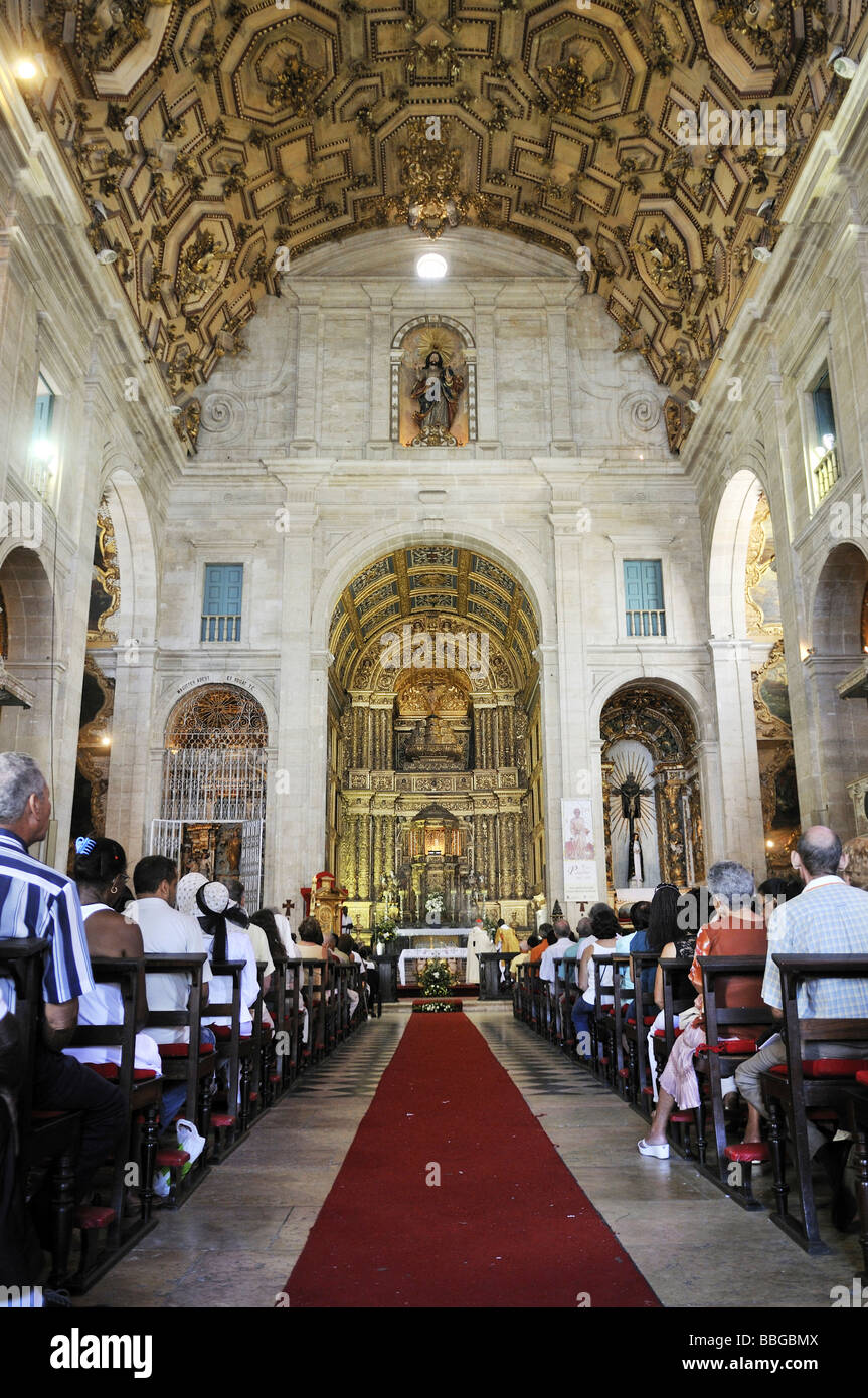 Easter Mass at the Catedral Basilica cathedral, Salvador, Bahia, UNESCO World Heritage Site, Brazil, South America Stock Photo