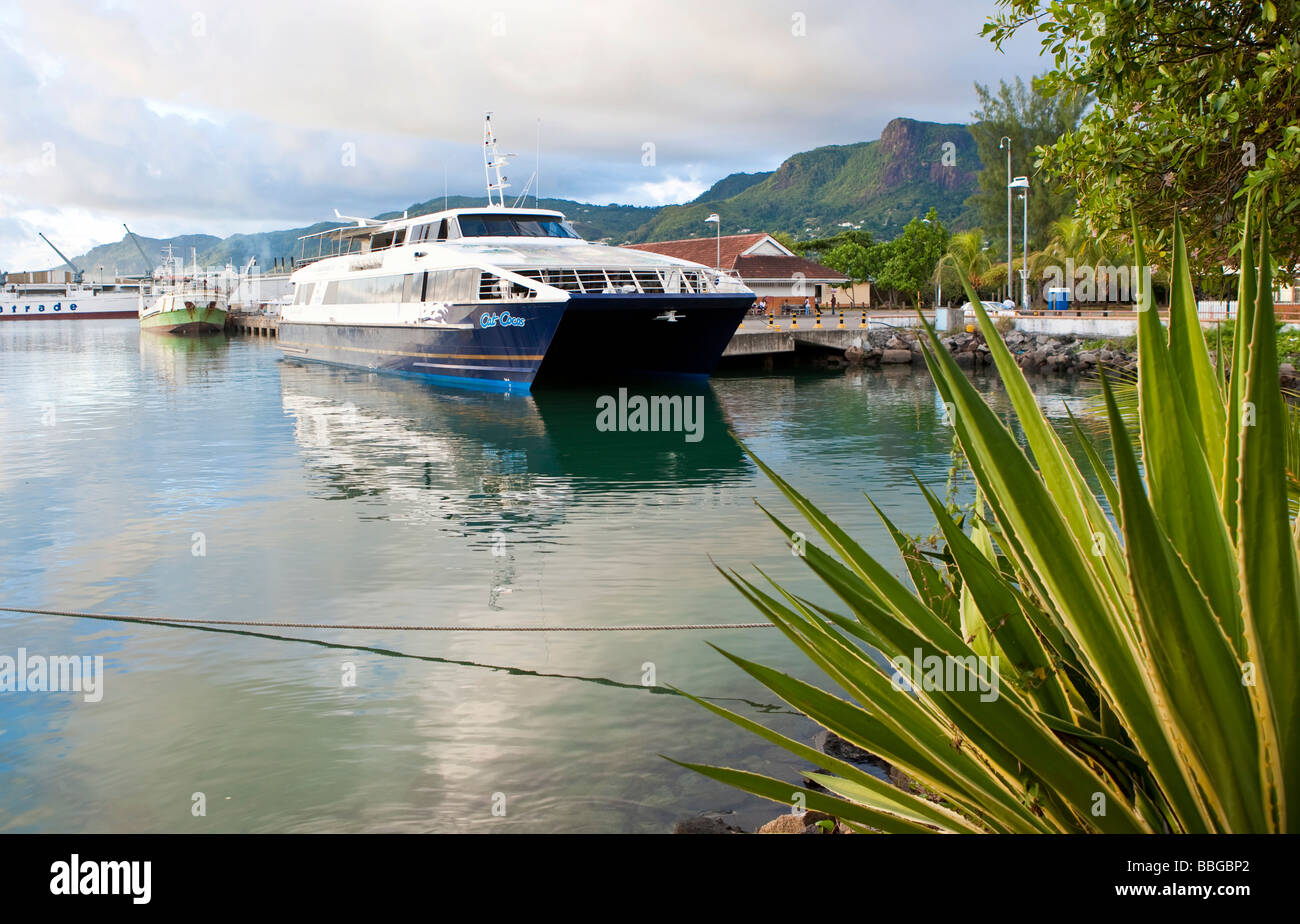 Cat Cocos ferry between the islands of Mahe and Praslin, Mahe Island, Seychelles, Indian Ocean
