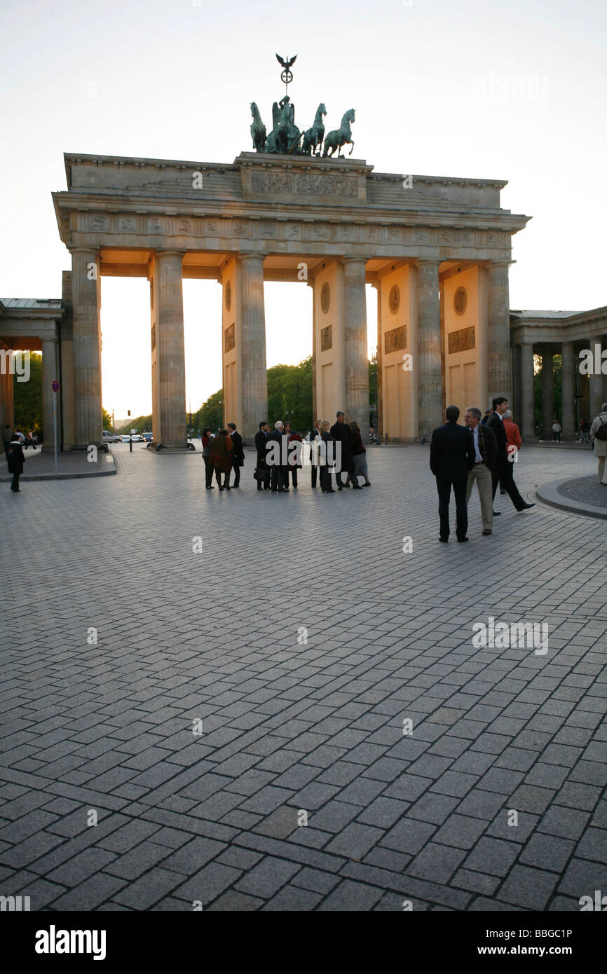 Sunset at the Brandenburg Gate, Pariser Platz square with a view to the west, Berlin, Germany, Europe Stock Photo