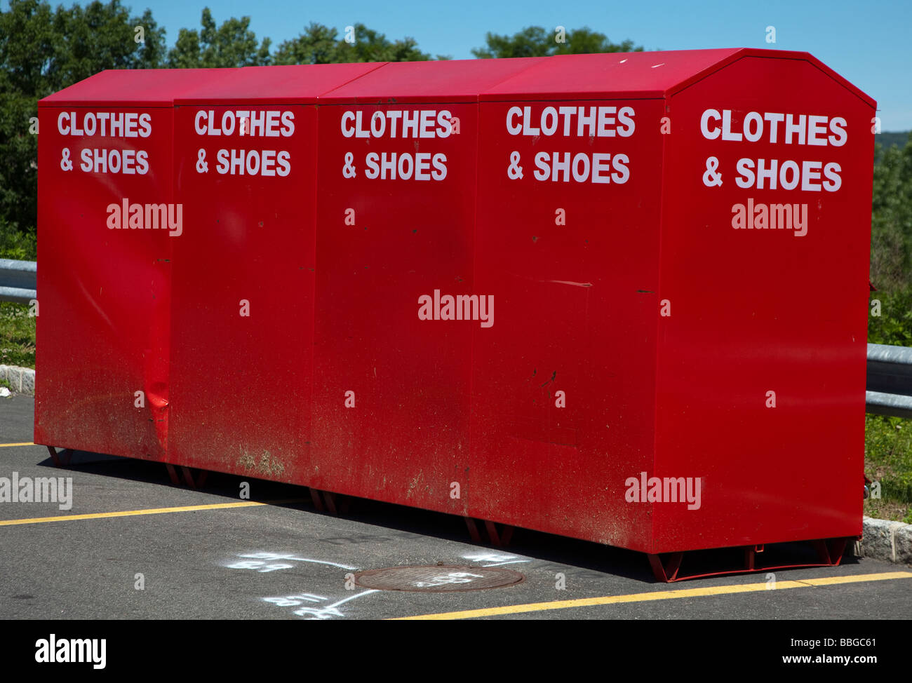 Containers for donations of clothing and shoes Stock Photo Alamy