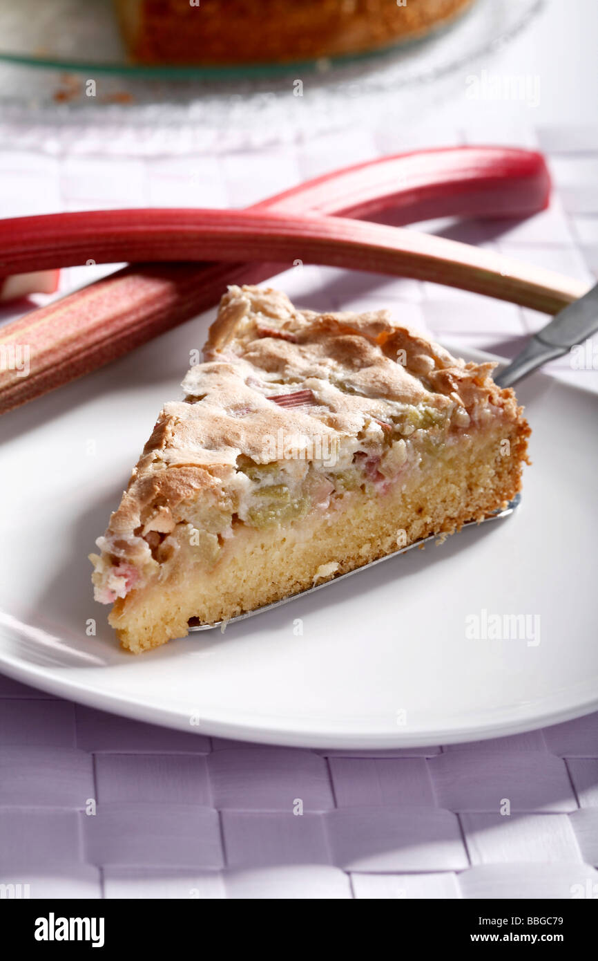 Piece of rhubarb pie Stock Photo