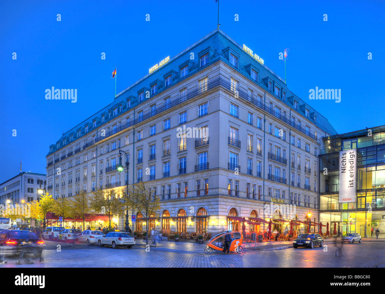 Shot at dusk, ADLON Hotel, Berlin, Germany, Europe Stock Photo