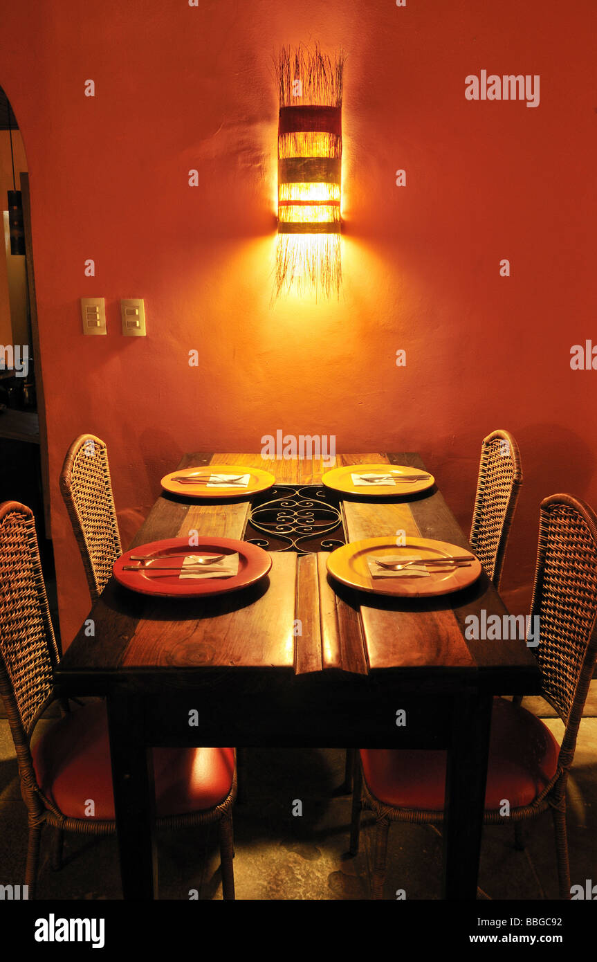 Stylish table in the restaurant of the Hotel Cafe Bahia, Salvador, Bahia, Brazil, South America Stock Photo