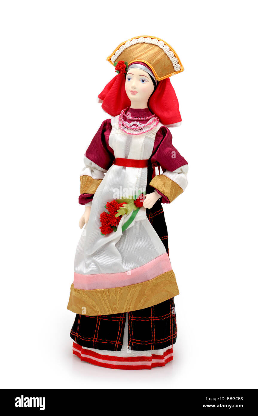 Russian Doll (Spring) in National traditional costume dress Stock Photo