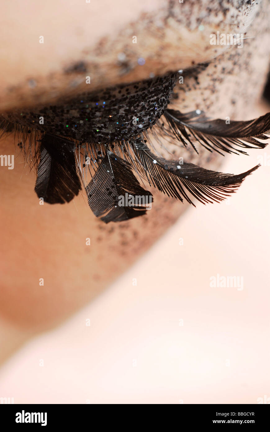 Eyelashes made of feathers Stock Photo