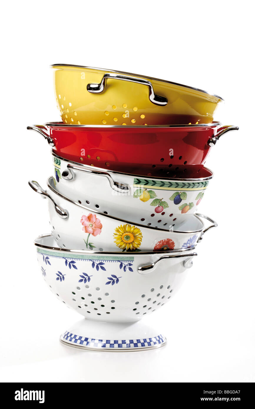 Stacked colanders Stock Photo