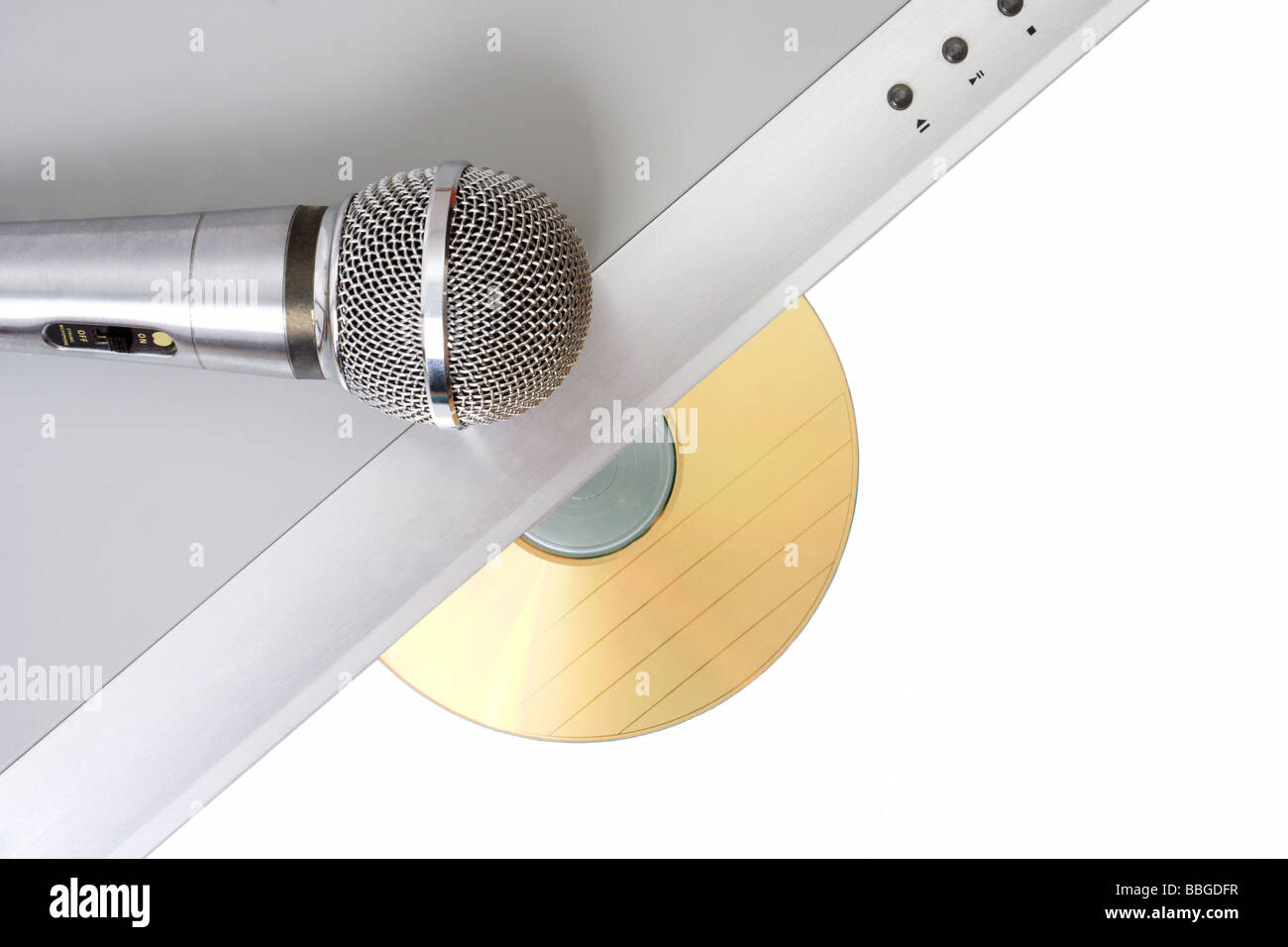 Modern dvd player with karaoke function and microphone Stock Photo Alamy