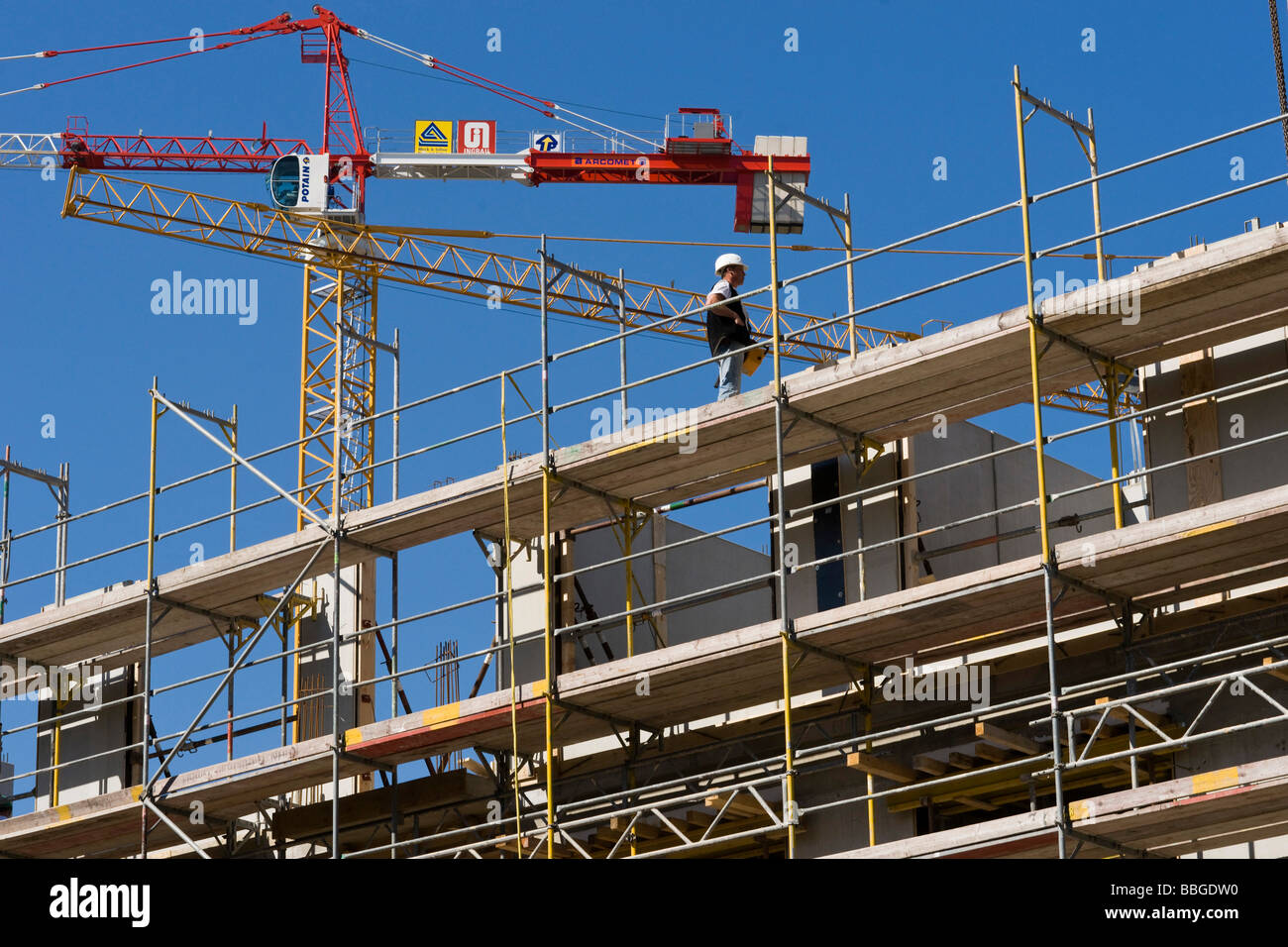 Construction workers at a construction site in Berlin, Germany, Europe Stock Photo