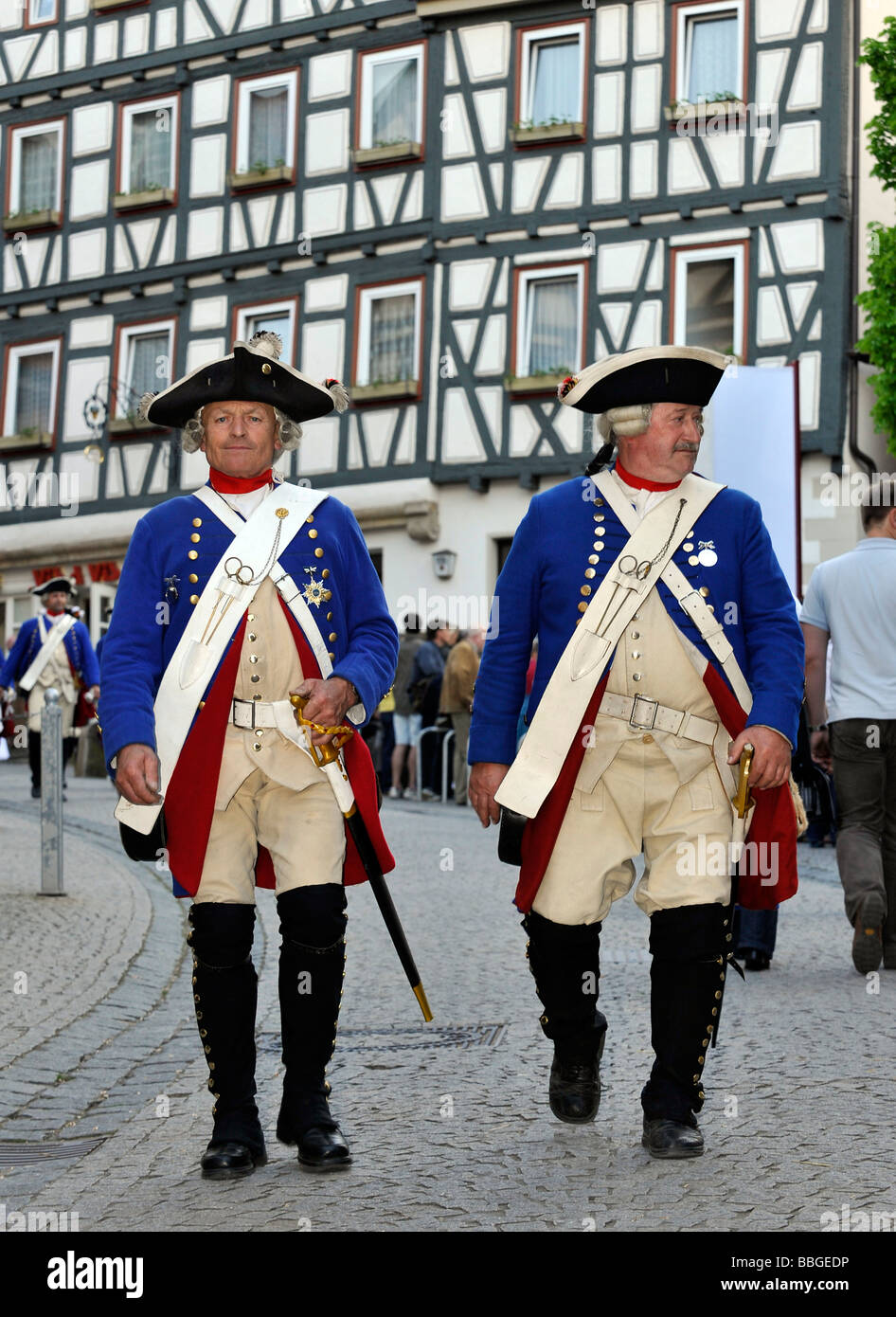 Life in the Baroque era, 18th century, Prussian uniform at the time of Frederick II of Prussia, Schiller Jahrhundertfest festiv Stock Photo