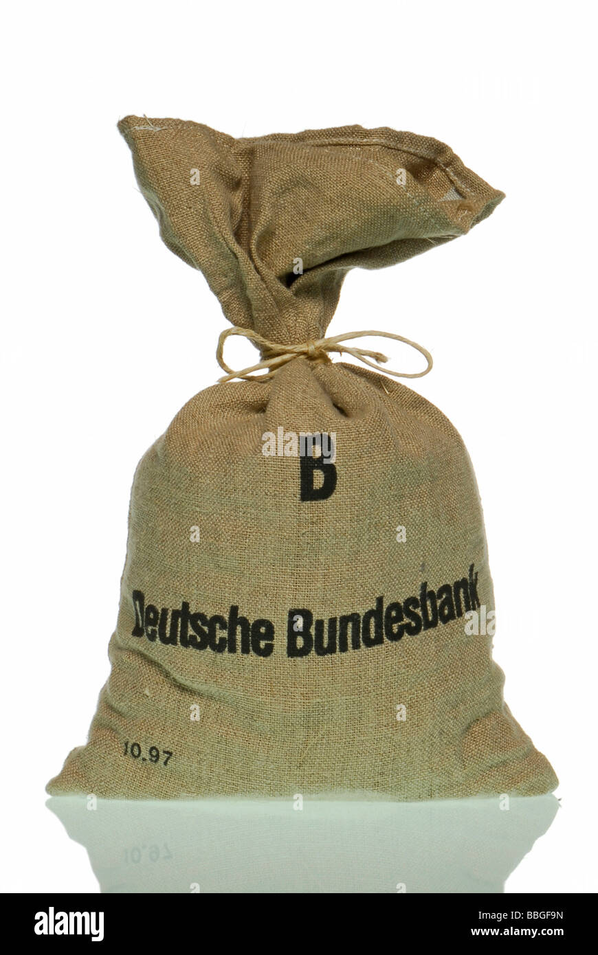 Money bag of the Deutsche Bundesbank, German Federal Bank Stock Photo